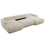 Narożnik RINA U - uniwersalny - kremowy, szenil grubo tkany