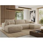 Narożnik RINA U - uniwersalny - beżowy, szenil grubo tkany