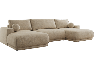 Narożnik RINA U - uniwersalny - beżowy, szenil grubo tkany