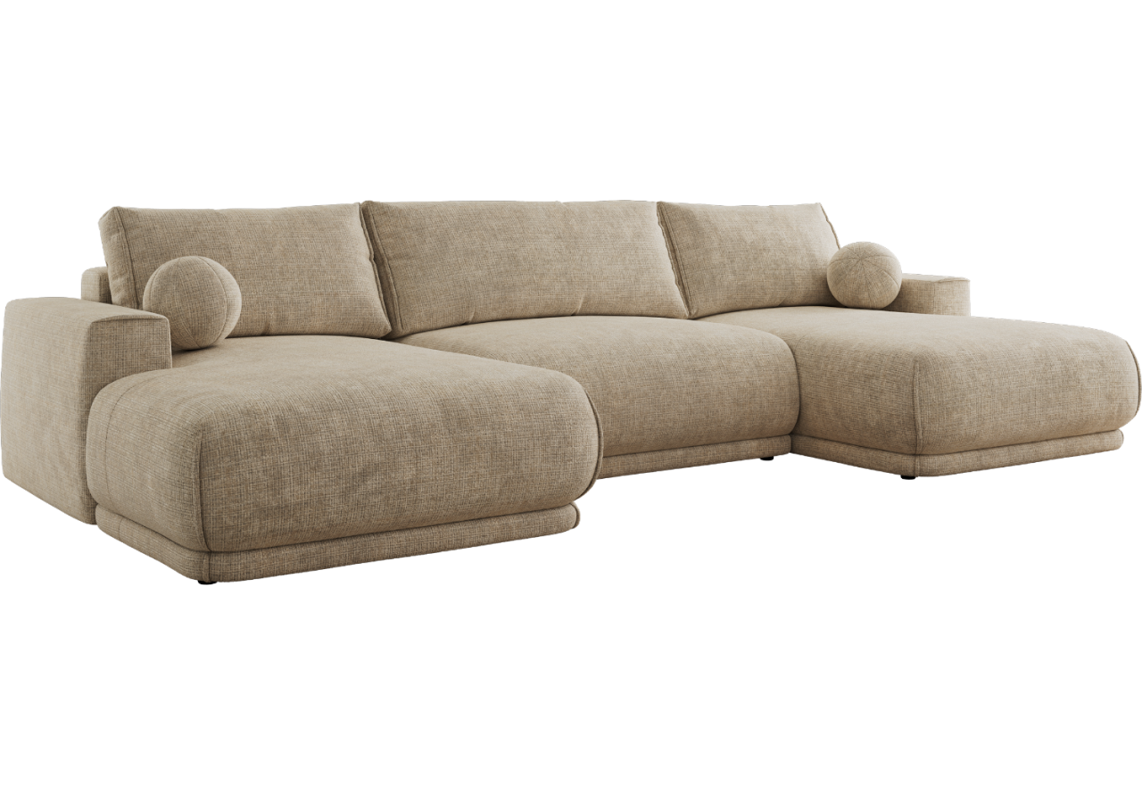 Narożnik RINA U - uniwersalny - beżowy, szenil grubo tkany