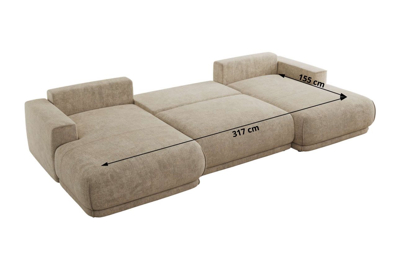 Narożnik RINA U - uniwersalny - beżowy, szenil grubo tkany