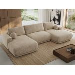 Narożnik RINA U - uniwersalny - beżowy, szenil grubo tkany