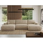 Narożnik RINA U - uniwersalny - beżowy, szenil grubo tkany