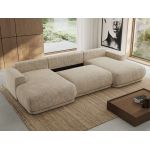 Narożnik RINA U - uniwersalny - beżowy, szenil grubo tkany