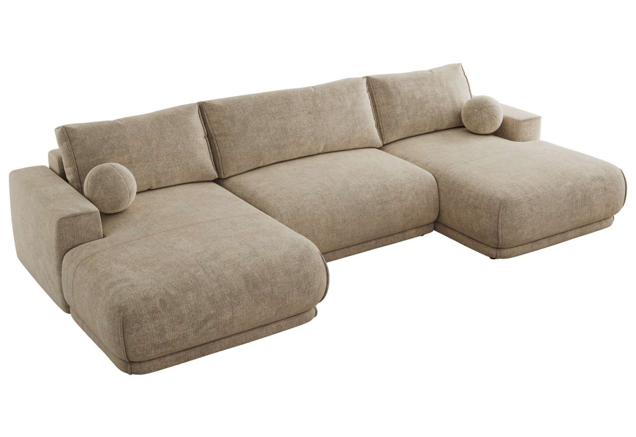 Narożnik RINA U - uniwersalny - beżowy, szenil grubo tkany