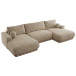 Narożnik RINA U - uniwersalny - beżowy, szenil grubo tkany