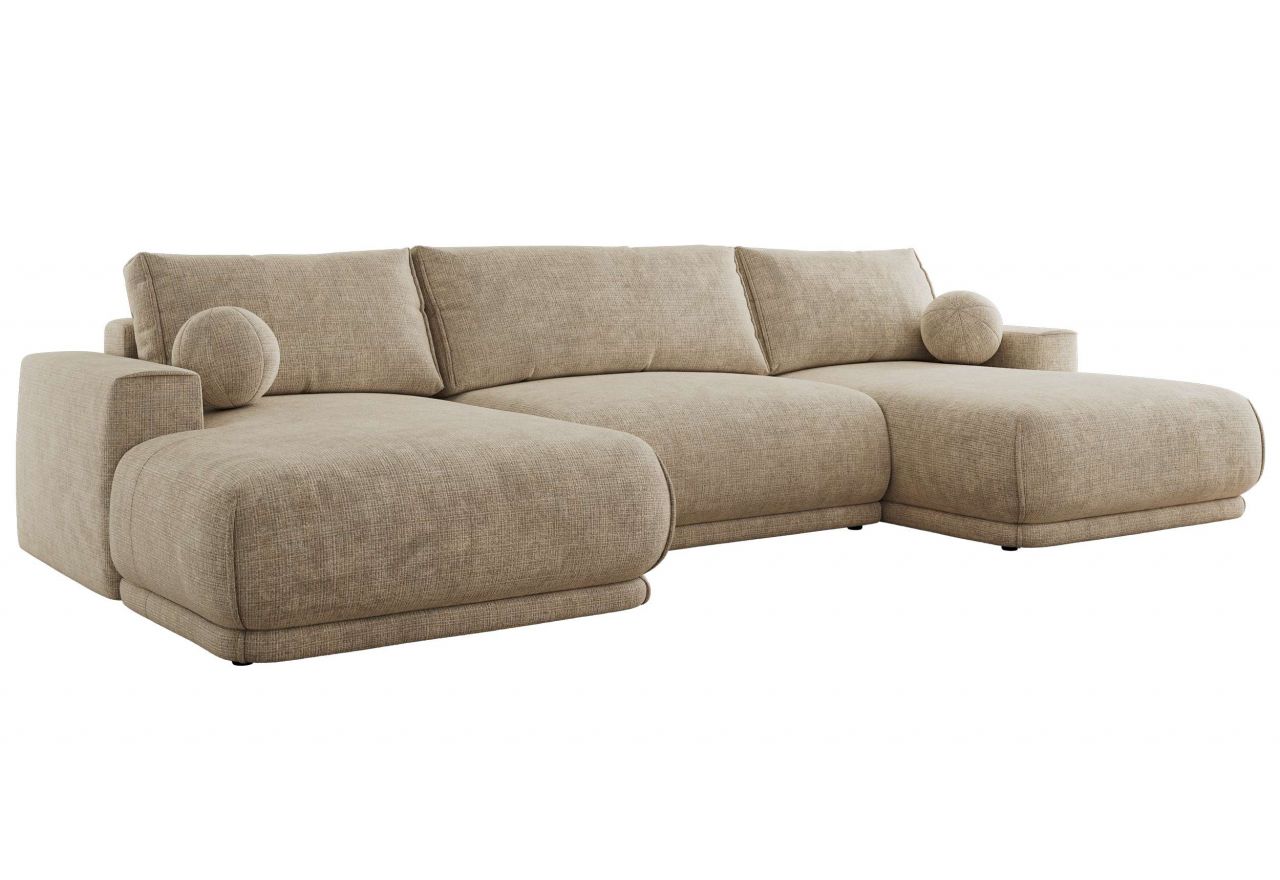 Narożnik RINA U - uniwersalny - beżowy, szenil grubo tkany