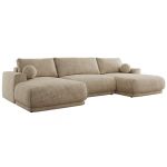 Narożnik RINA U - uniwersalny - beżowy, szenil grubo tkany