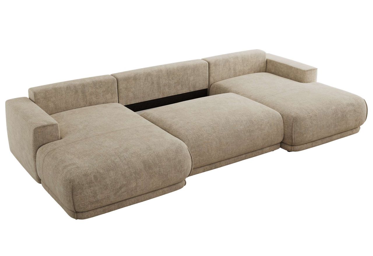 Narożnik RINA U - uniwersalny - beżowy, szenil grubo tkany