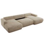 Narożnik RINA U - uniwersalny - beżowy, szenil grubo tkany