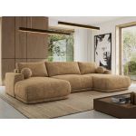 Narożnik RINA U - uniwersalny - jasnobrązowy, szenil grubo tkany