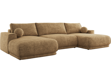 Narożnik RINA U - uniwersalny - jasnobrązowy, szenil grubo tkany