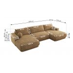 Narożnik RINA U - uniwersalny - jasnobrązowy, szenil grubo tkany