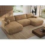 Narożnik RINA U - uniwersalny - jasnobrązowy, szenil grubo tkany