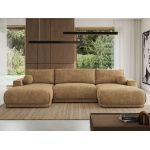 Narożnik RINA U - uniwersalny - jasnobrązowy, szenil grubo tkany