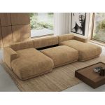 Narożnik RINA U - uniwersalny - jasnobrązowy, szenil grubo tkany