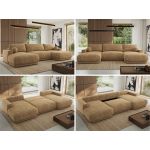 Narożnik RINA U - uniwersalny - jasnobrązowy, szenil grubo tkany