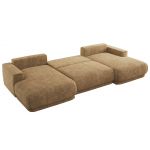 Narożnik RINA U - uniwersalny - jasnobrązowy, szenil grubo tkany