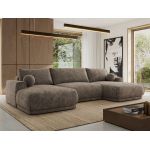 Narożnik RINA U - uniwersalny - brązowy, szenil grubo tkany