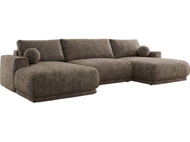 Narożnik RINA U - uniwersalny - brązowy, szenil grubo tkany