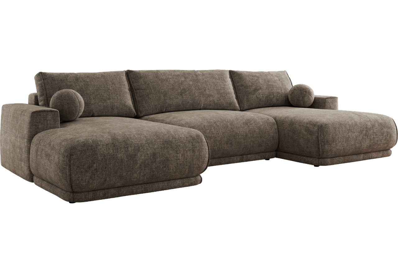 Narożnik RINA U - uniwersalny - brązowy, szenil grubo tkany