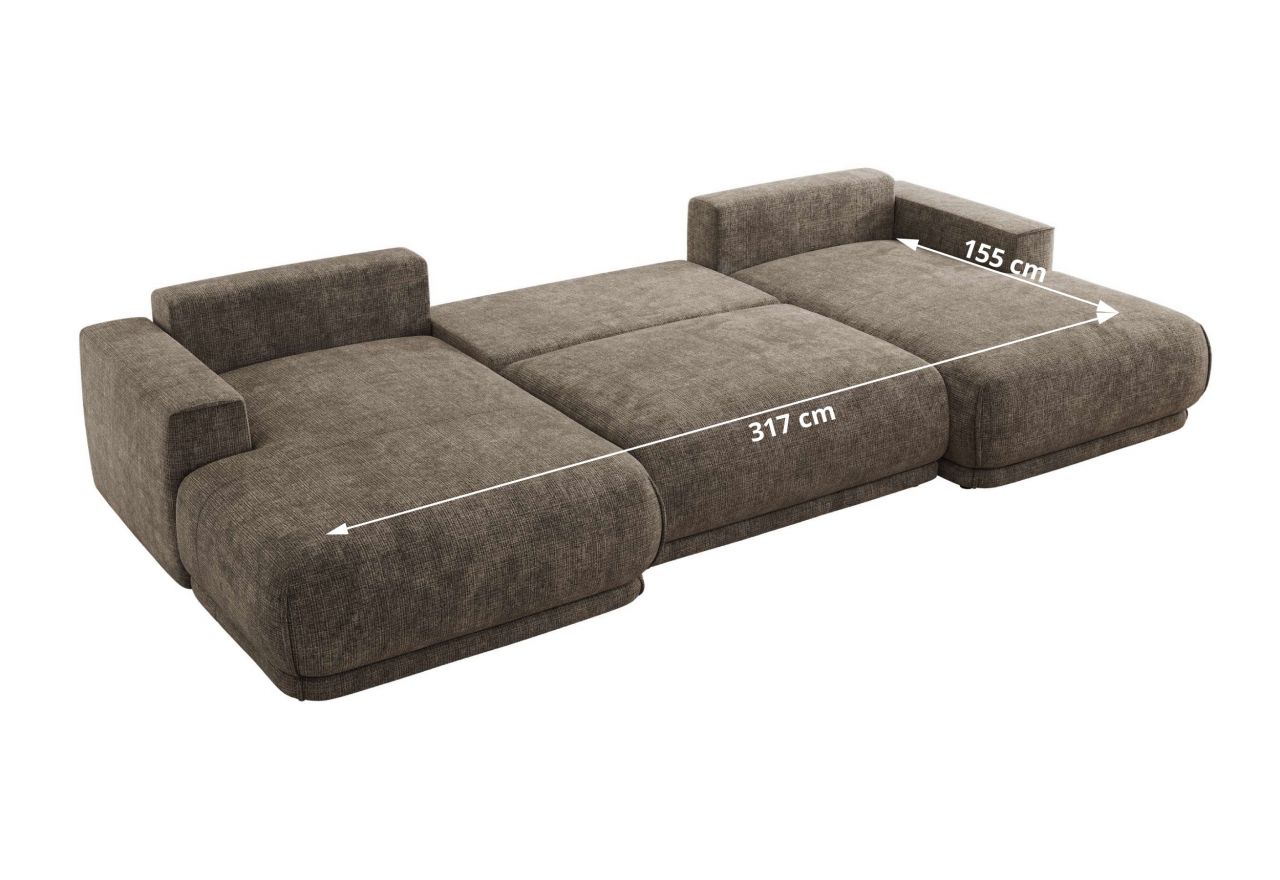 Narożnik RINA U - uniwersalny - brązowy, szenil grubo tkany