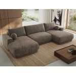 Narożnik RINA U - uniwersalny - brązowy, szenil grubo tkany