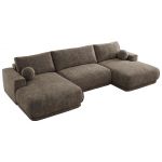 Narożnik RINA U - uniwersalny - brązowy, szenil grubo tkany