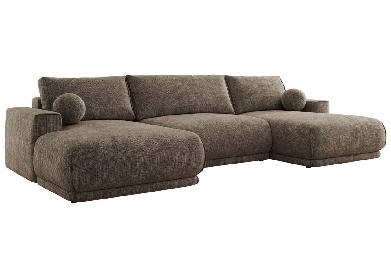 Narożnik RINA U - uniwersalny - brązowy, szenil grubo tkany