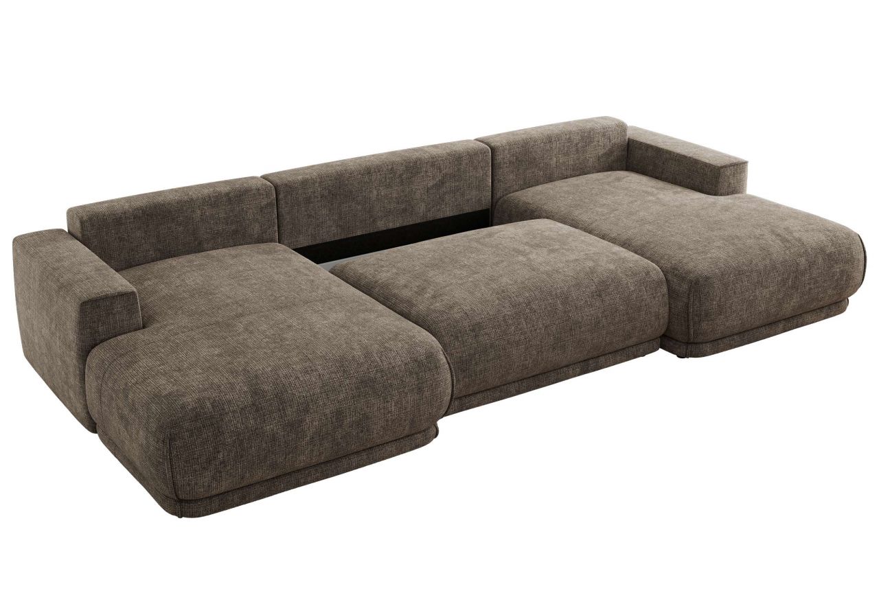 Narożnik RINA U - uniwersalny - brązowy, szenil grubo tkany