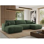 Narożnik RINA U - uniwersalny - ciemnozielony, szenil grubo tkany