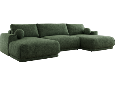 Narożnik RINA U - uniwersalny - ciemnozielony, szenil grubo tkany