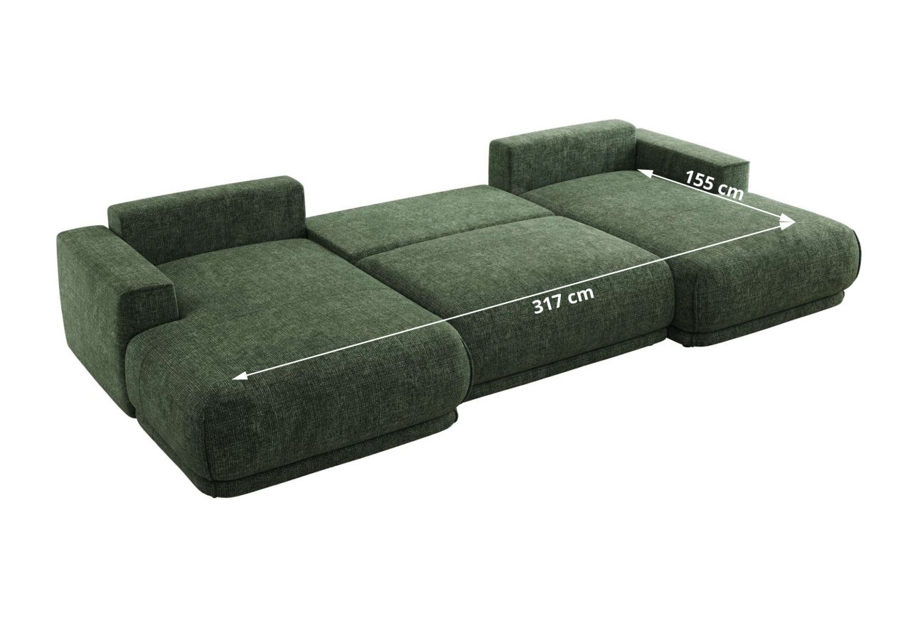 Narożnik RINA U - uniwersalny - ciemnozielony, szenil grubo tkany