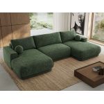 Narożnik RINA U - uniwersalny - ciemnozielony, szenil grubo tkany