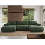 Narożnik RINA U - uniwersalny - ciemnozielony, szenil grubo tkany