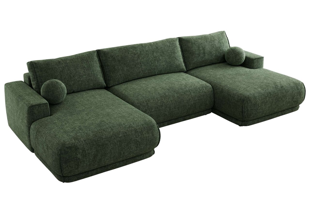 Narożnik RINA U - uniwersalny - ciemnozielony, szenil grubo tkany