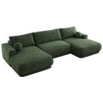 Narożnik RINA U - uniwersalny - ciemnozielony, szenil grubo tkany