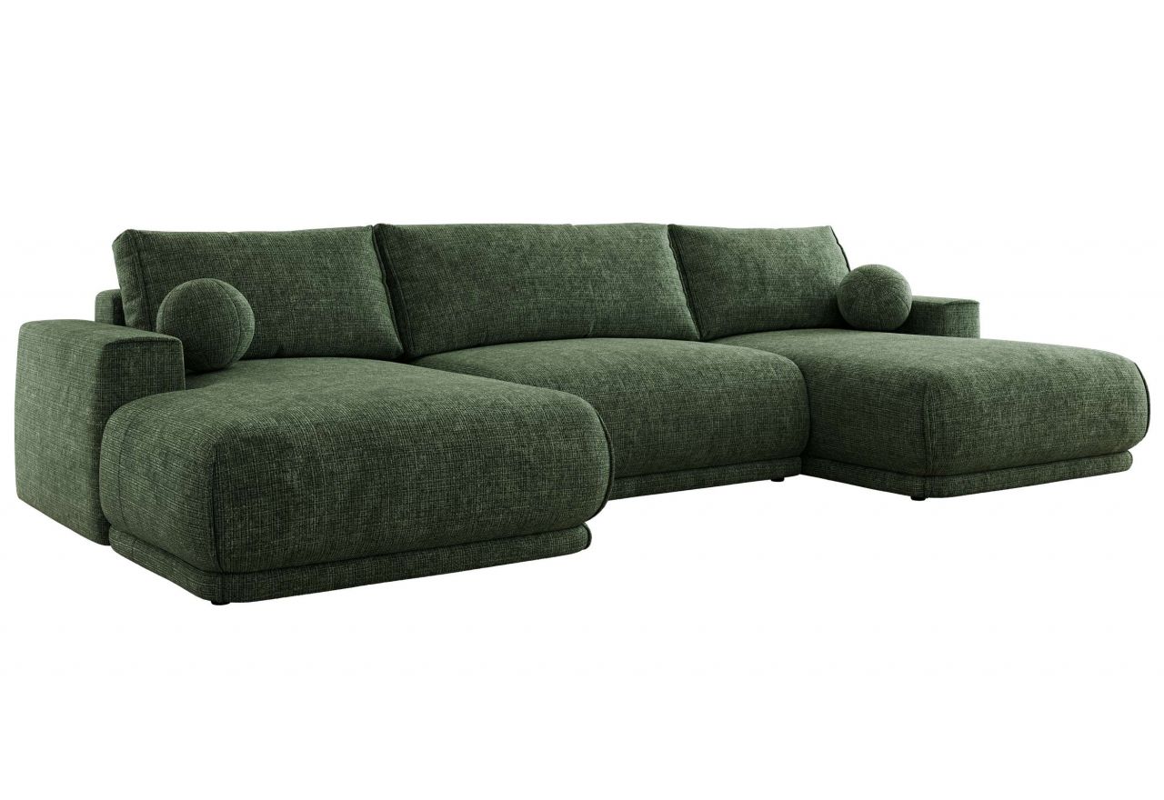 Narożnik RINA U - uniwersalny - ciemnozielony, szenil grubo tkany