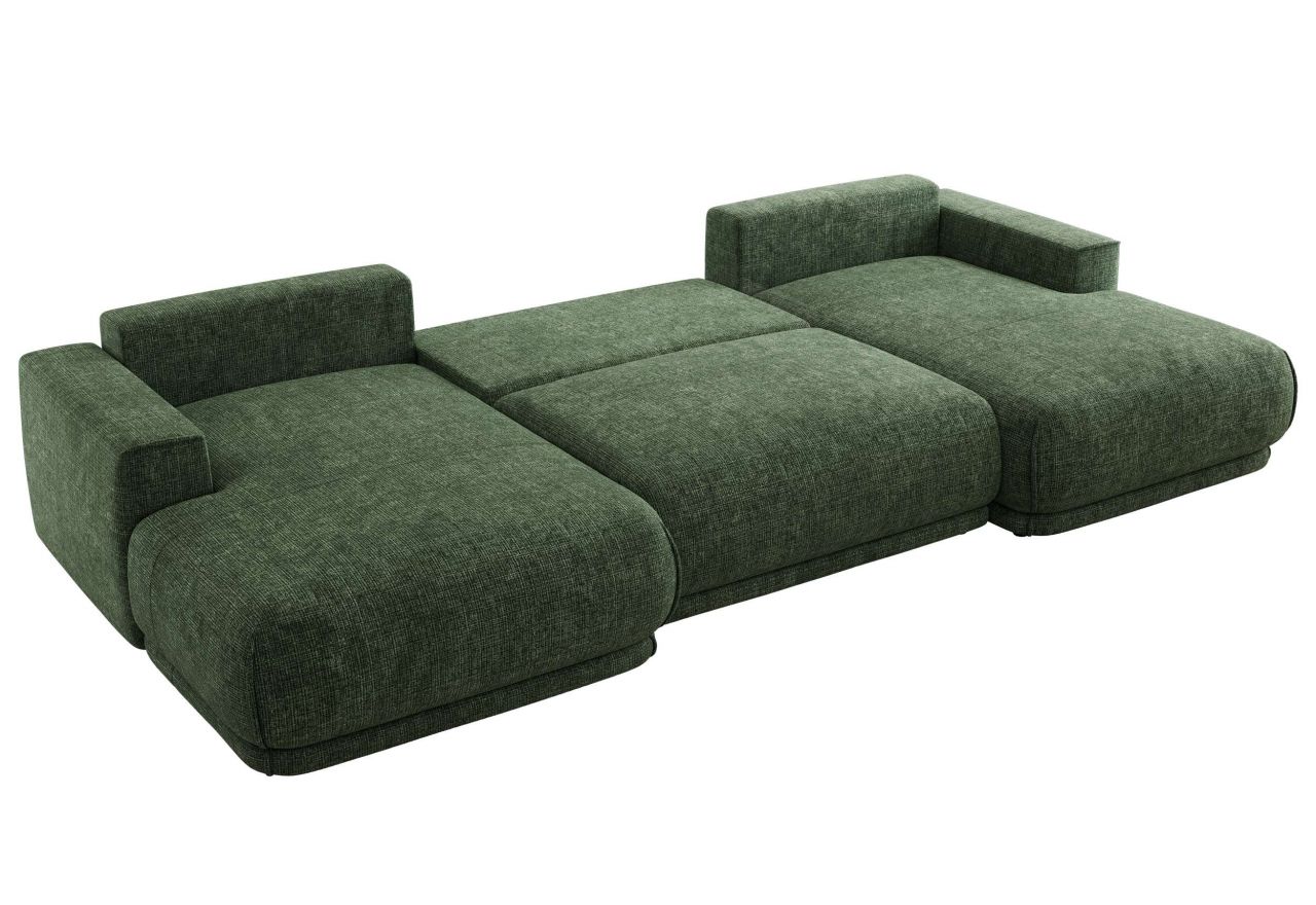 Narożnik RINA U - uniwersalny - ciemnozielony, szenil grubo tkany