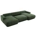 Narożnik RINA U - uniwersalny - ciemnozielony, szenil grubo tkany