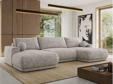 Narożnik RINA U - uniwersalny - jasnoszary, szenil grubo tkany