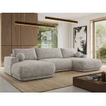 Narożnik RINA U - uniwersalny - jasnoszary, szenil grubo tkany