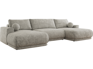 Narożnik RINA U - uniwersalny - jasnoszary, szenil grubo tkany