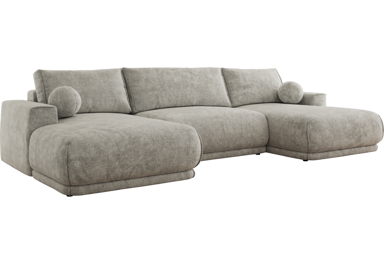 Narożnik RINA U - uniwersalny - jasnoszary, szenil grubo tkany