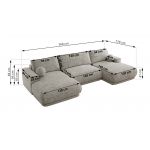 Narożnik RINA U - uniwersalny - jasnoszary, szenil grubo tkany