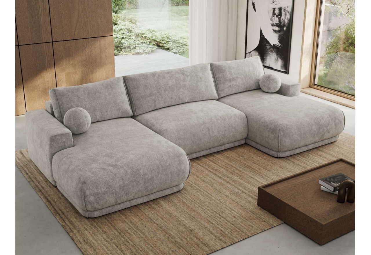 Narożnik RINA U - uniwersalny - jasnoszary, szenil grubo tkany