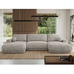 Narożnik RINA U - uniwersalny - jasnoszary, szenil grubo tkany