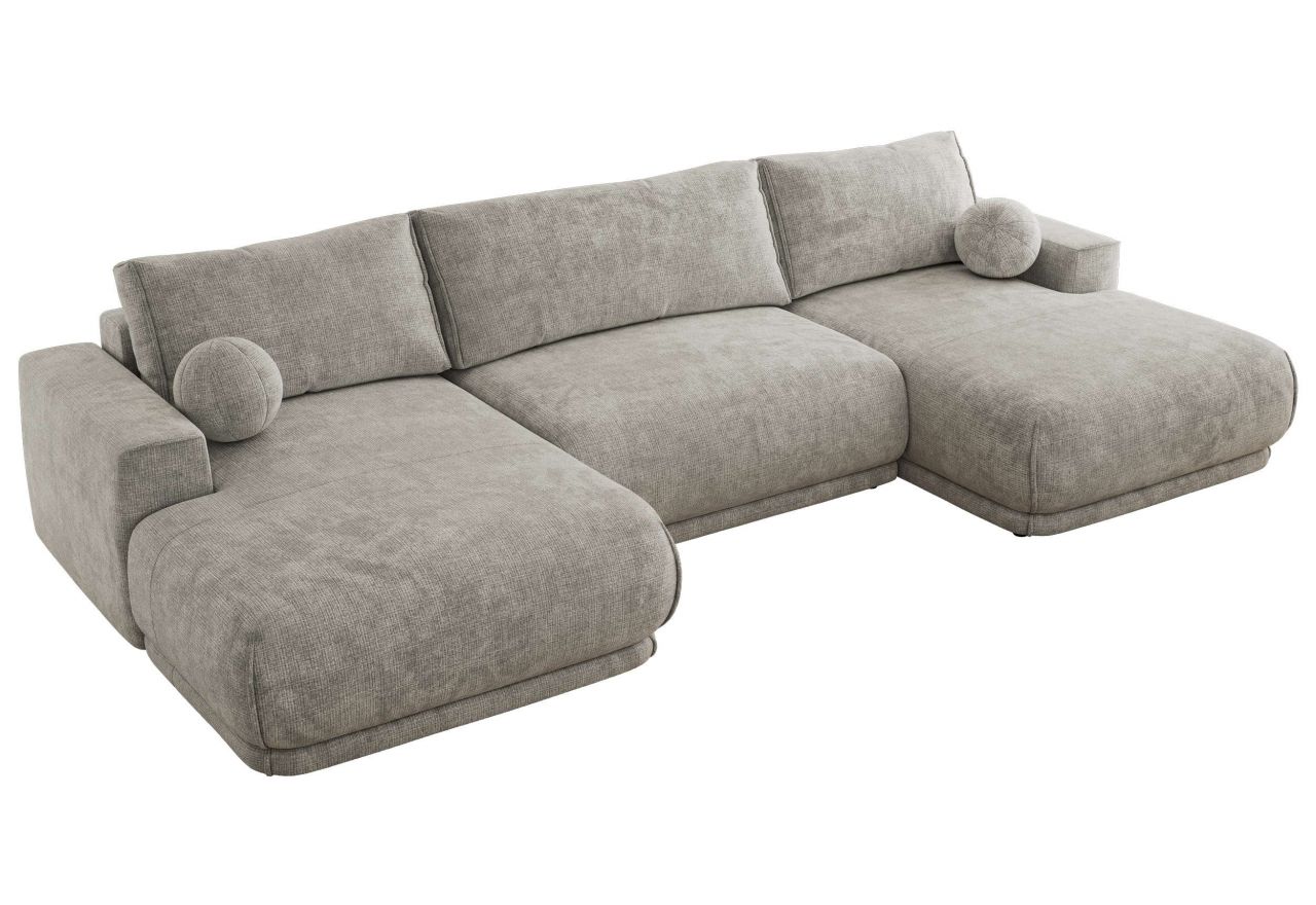 Narożnik RINA U - uniwersalny - jasnoszary, szenil grubo tkany