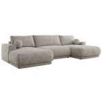 Narożnik RINA U - uniwersalny - jasnoszary, szenil grubo tkany