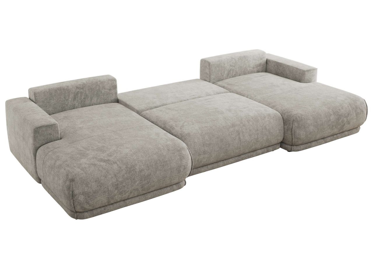 Narożnik RINA U - uniwersalny - jasnoszary, szenil grubo tkany